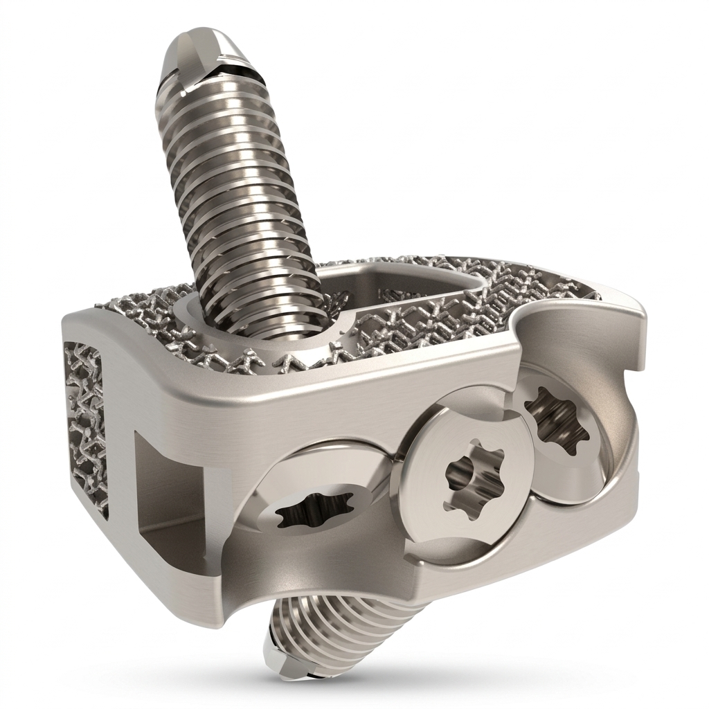 Cubo cervical bloqueado de titanio 3D
